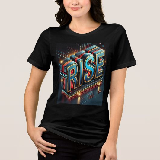 Bold Rise 3D Typography Design Tri-Blend Shirt (Voorkant)