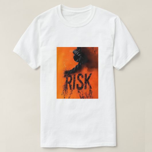 Bold "RISK" Graphic with Rope — Motivational Distr T-shirt (Design voorkant)