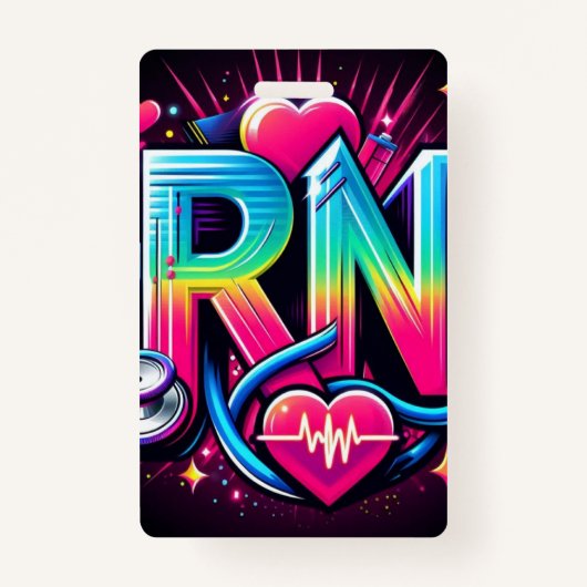 Bold RN Logo-colorful Neo Nurse Graphic Design Badge (Achterkant)