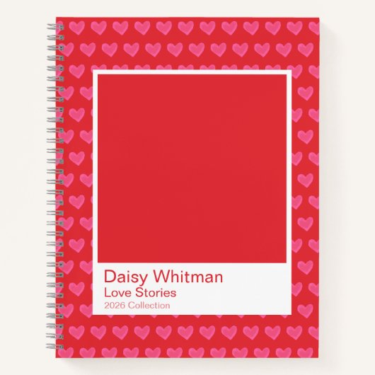 Bold Romantic Red Hearts Notebook Notitieboek (Voorkant)