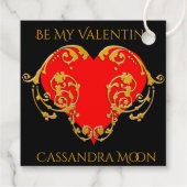 Bold Romantic Valentijn Red Gothic Heart Bedankjes Labels (Achterkant)