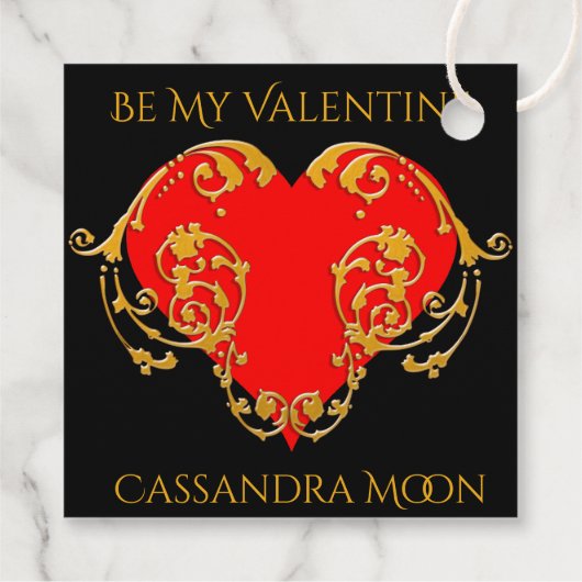 Bold Romantic Valentijn Red Gothic Heart Bedankjes Labels (Achterkant)