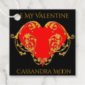 Bold Romantic Valentijn Red Gothic Heart Bedankjes Labels (Voorkant)