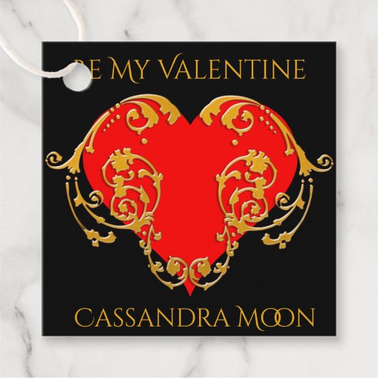 Bold Romantic Valentijn Red Gothic Heart Bedankjes Labels (Voorkant)