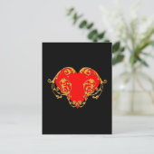 Bold Romantic Valentijn Red Gothic Heart Briefkaart (Staand voorkant)