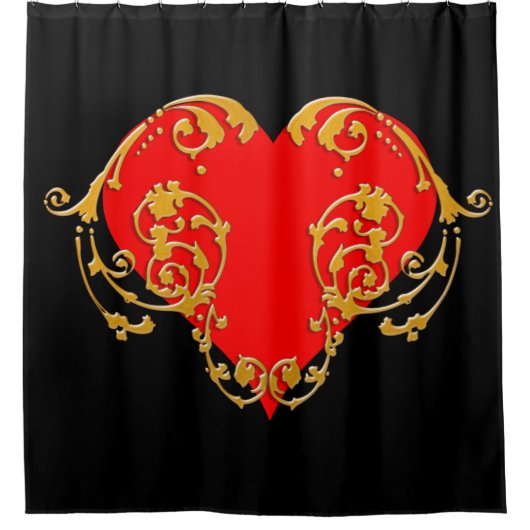 Bold Romantic Valentijn Red Gothic Heart Douchegordijn (Voorkant)