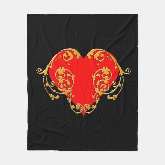 Bold Romantic Valentijn Red Gothic Heart Fleece Deken (Voorkant)