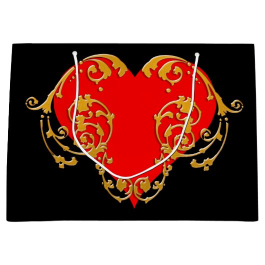 Bold Romantic Valentijn Red Gothic Heart Groot Cadeauzakje (Voorkant)