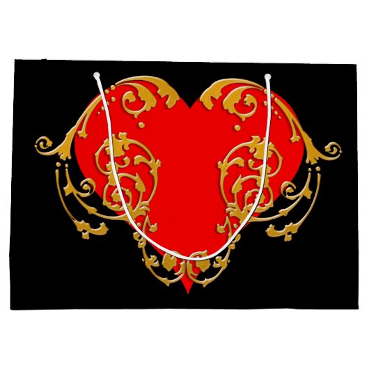 Bold Romantic Valentijn Red Gothic Heart Groot Cadeauzakje (Achterkant)