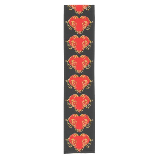 Bold Romantic Valentijn Red Gothic Heart Korte Tafelloper (Voorkant)