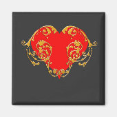 Bold Romantic Valentijn Red Gothic Heart Magneet (Voorkant)