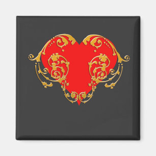 Bold Romantic Valentijn Red Gothic Heart Magneet