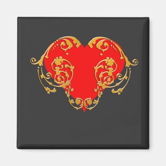 Bold Romantic Valentijn Red Gothic Heart Magneet (Voorkant)