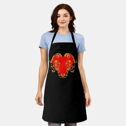 Bold Romantic Valentijn Red Gothic Heart Schort (Gedragen)