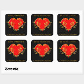 Bold Romantic Valentijn Red Gothic Heart Vierkante Sticker (Vel)