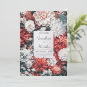 Bold Rood & Witte Tuin Bloom Huwelijksuitnodiging Kaart (Staand voorkant)