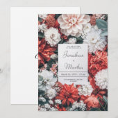 Bold Rood & Witte Tuin Bloom Huwelijksuitnodiging Kaart (Voorkant / Achterkant)