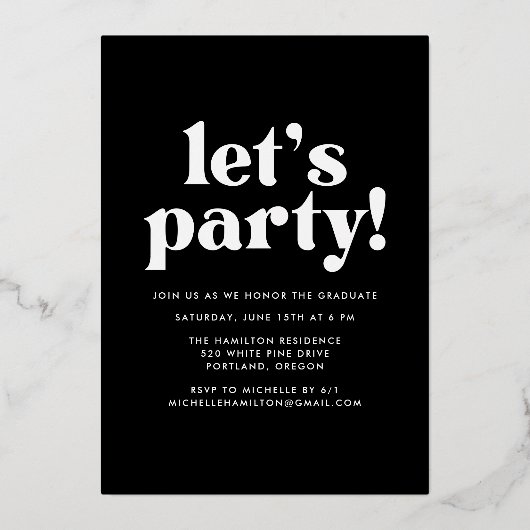 Bold Roos Gold Typografie Foto GraduPartij Folie Uitnodiging (Achterkant)