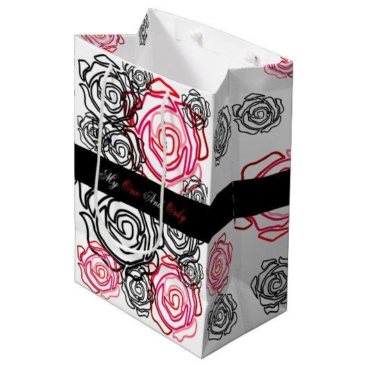 'Bold Roos-My One and Only' Medium Gift Bag Cadeauzakje (Voorkant Gekanteld)