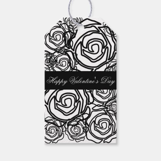 'Bold Roos Valentijn' (b/w) Gift Label Cadeaulabel (Voorkant)