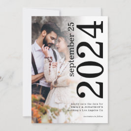 Bold Rotated Typography Photo Overlay Wedding Save The Date