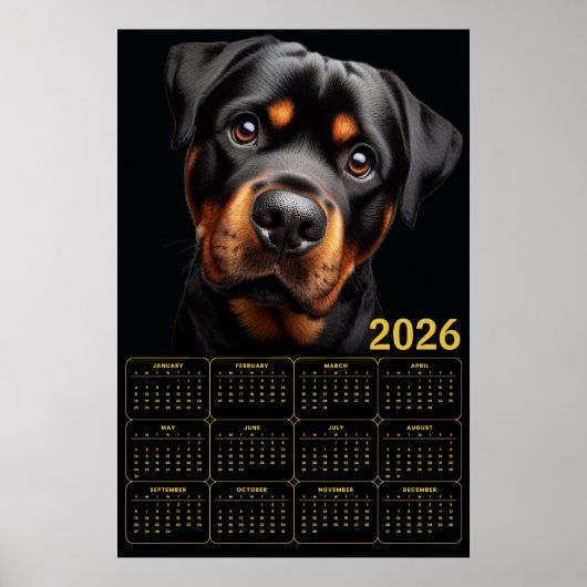 Bold Rottweiler 2026 Calendar Poster (Voorkant)