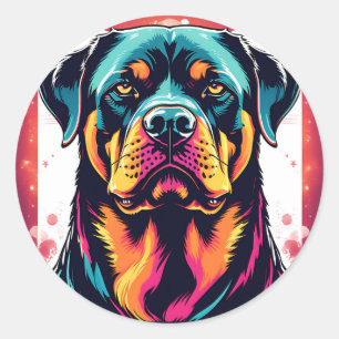 Bold Rottweiler Dog Ronde Sticker