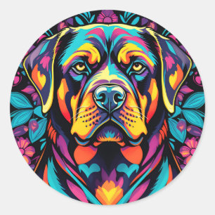 Bold Rottweiler Dog Vibrant Ronde Sticker