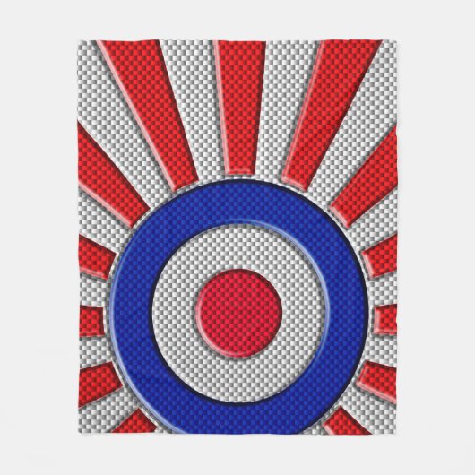 Bold Roundel Sunburst Design in koolstofvezelstijl Fleece Deken (Voorkant)