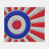 Bold Roundel Sunburst Design in koolstofvezelstijl Fleece Deken (Voorkant (Horizontaal))