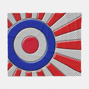 Bold Roundel Sunburst Design in koolstofvezelstijl Fleece Deken