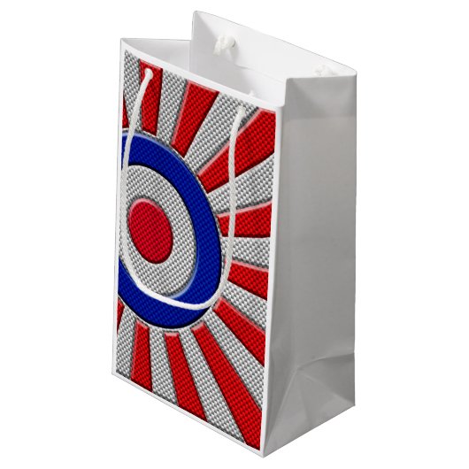 Bold Roundel Sunburst Design in koolstofvezelstijl Klein Cadeauzakje (Achterkant Gekanteld)