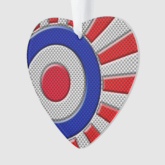 Bold Roundel Sunburst Design in koolstofvezelstijl Ornament (voorkant)