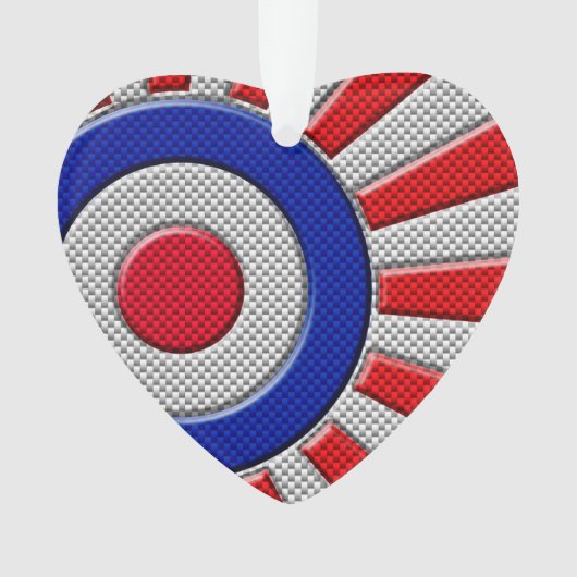 Bold Roundel Sunburst Design in koolstofvezelstijl Ornament (voorkant)