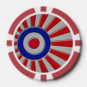 Bold Roundel Sunburst Design in koolstofvezelstijl Poker Chips