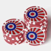 Bold Roundel Sunburst Design in koolstofvezelstijl Poker Chips (Opstapeling)
