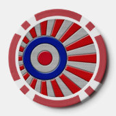 Bold Roundel Sunburst Design in koolstofvezelstijl Poker Chips (Achterkant)