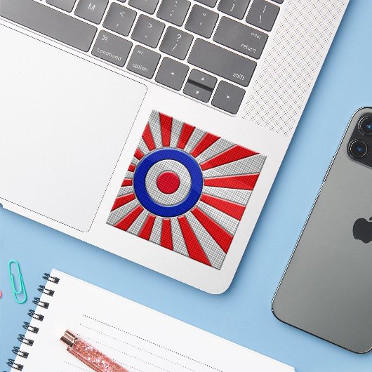 Bold Roundel Sunburst Design in koolstofvezelstijl Sticker (Laptop met iPhone)