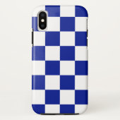 Bold Royal Blauw en Wit Schaakbord Patroon Case-Mate iPhone Case (Achterkant)