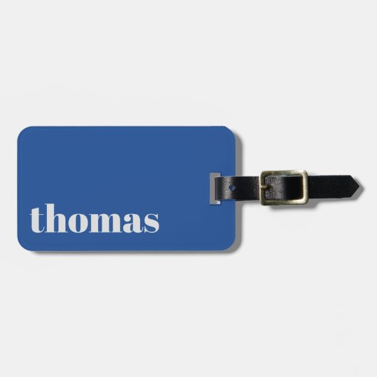 Bold Royal Blue typography Personalized Name Bagagelabel (Voorkant horizontaal)