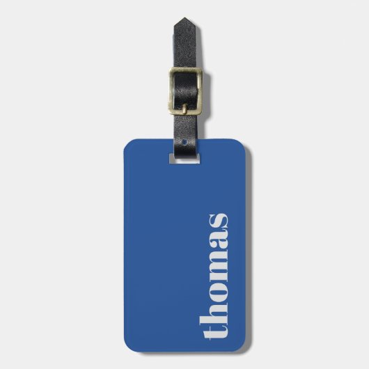 Bold Royal Blue typography Personalized Name Bagagelabel (Voorkant verticaal)