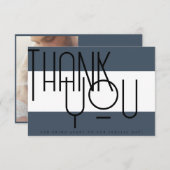 Bold Royal Blue weelde, typografie foto bruiloft Bedankkaart (Voorkant / Achterkant)