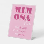Bold roze Bachelorette Mimosa Bar, voetstuk Reclamebord Met Voetstuk (Voorkant)