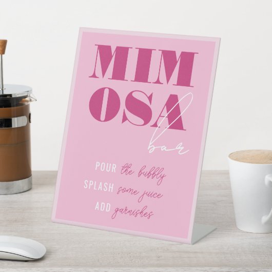 Bold roze Bachelorette Mimosa Bar, voetstuk Reclamebord Met Voetstuk (Insitu)