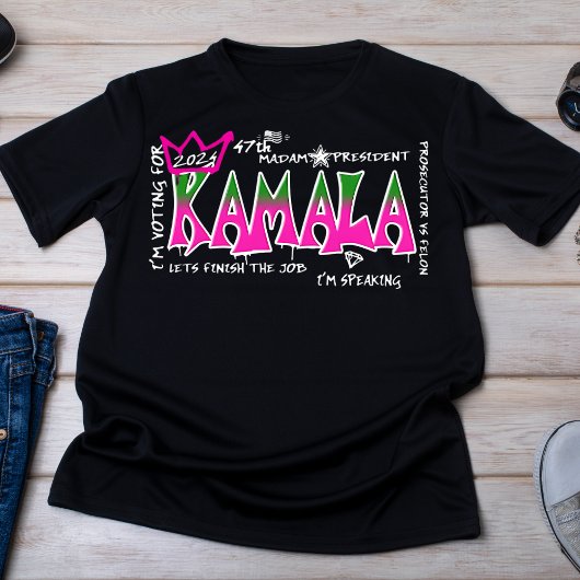 Bold Roze en Groene Kamala 2024 Graffiti T-shirt