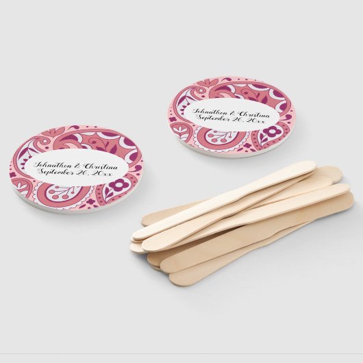 Bold roze witte pasteitscheur laat de ovaal vallen handwaaier (Niet-gemonteerd)