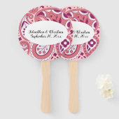 Bold roze witte pasteitscheur laat de ovaal vallen handwaaier (Voorkant en achterkant)