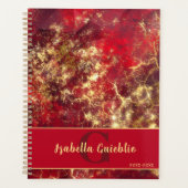 Bold Ruby Red en Gold Marble Art Design Planner (Voorkant)