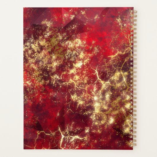 Bold Ruby Red en Gold Marble Art Design Planner (Achterkant)