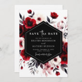 Bold Rustic Crimson Red Wedding Save The Date (Voorkant / Achterkant)